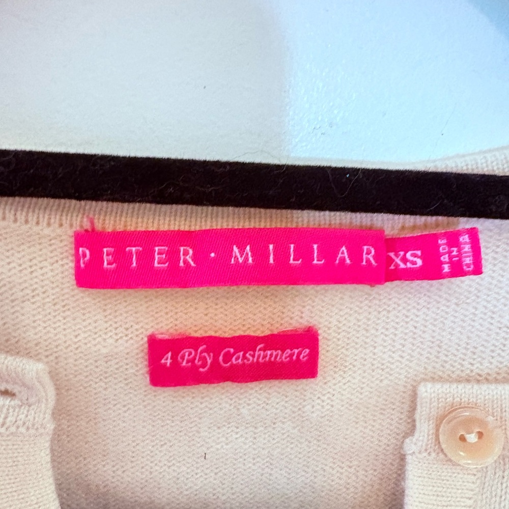Peter Millar Cream 4 ply Cashmere Sweater cardigan Runs large